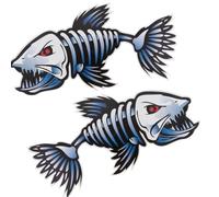 SECFOU Autocollants D'arête de Poisson 2pcs en Pet pour Kayak et Voiture, Faciles à Coller Retirer, Adaptés aux Surfaces Lisses et Murs