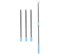 SECFOU Barre de Séchage Télescopique en Acier Inoxydable et Aluminium, Perche Détachable 5 Sections, Longueur 201 Cm, Couleur Bleu Ciel, Tringle Robuste pour Étendage la Maison