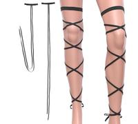 SECFOU Bas à Brides Croisées Noirs Élégants et Antidérapants Bandages de Jambe en Polyester Extensible pour Femmes pour Vêtements de Boîte de Nuit et Danse