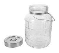 SECFOU Bocal de Fermentation en Verre 2000Ml avec Valve de Décompression Manuelle Récipient Hermétique à Large Ouverture pour Conservation de Riz Fermenté Légumes et Boissons Maison