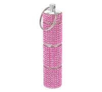 SECFOU Boîte à Pilules Porte-clés en Métal et Cristaux Rose, 3 Compartiments, Portable, pour Gestion des Remèdes, Voyages et Activités de Plein Air