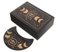 SECFOU Boîte de Rangement Tarot en 15,8x10,6x5 cm, Coffret pour Cartes divinatoires avec Support Lune, présentoir rituel pour autel Wicca et Salon