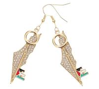SECFOU Boucles Oreilles Palestine Acier Inoxydable Doré Pendentif Carte Cristal Style Occidental Bijoux Femmes Polyvalents pour Toutes Occasions