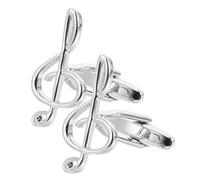 SECFOU Boutons de Manchette Design Unique et Résistant Note de Musique en Laiton Argenté pour Hommes pour Françaises et Occasions Décontractées