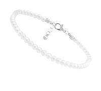 SECFOU Bracelet de Cheville Élégant Doux Blanc, Chaîne Réglable en Plastique et Résine, Décoration Pratique pour Pied Féminin
