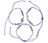 SECFOU Bracelet Œil Turc Bleu en Perles 3 Pièces Bijou Protecteur Maléfique pour Homme et Femme Accessoire Fête et Usage Quotidien en Alliage et Fil Ciré