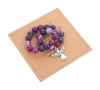 SECFOU Bracelet Perlé, 1 Set en Pierre et Papier pour Deuil | Accessoire Quotidien, Cérémonies Mémorielles, Lueur Chaude, Design Artistique, Teinte Violet, Carte Incluse