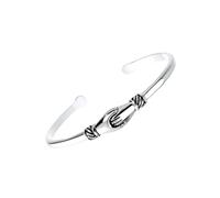 SECFOU Bracelet Vintage Ouvert Réglable Argent Vieilli Motif Mains Serrées Bijou de Poignet Élégant et Confortable pour Femme Accessoire Créatif pour Fête et Usage Quotidien