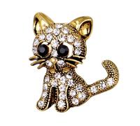 SECFOU Broche Accessoire Écharpe Chat en Alliage Or Épingle de Poitrine Élégant et Mignon pour Femmes et Filles, pour Fête ou Usage Quotidien