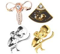 SECFOU Broche Métal 4 Pcs Thème Organes du Corps Humain, Fixation Solide, Alliage de Zinc, Design Unique, pour Écharpes et Vêtements, Présent Fête des Mères