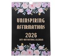 SECFOU Calendrier de Bureau 2026 Perpétuel avec Affirmations Quotidiennes Calendrier Mensuel et Journalier en Papier Robuste Reliure Spirale Blanc et Bleu pour Organisation et Motivation