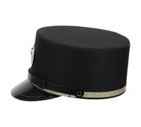 SECFOU Casquette de Chef de Train Noire en Tissu avec Haute Couronne, Confortable et Polyvalente pour Cosplay et Reproductions Historiques, Style Classique et Détails Réalistes