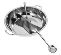 SECFOU Casserole à Fondue Double Compartiment en Acier Inoxydable 304 Diamètre 36 CM Marmite à Soupe pour Cuisinière à Induction Pot Divisé pour Repas Familiaux avec Passoire Offerte