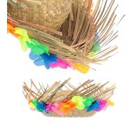 SECFOU Chapeau Hawaïen en Paille Naturelle Décoration de Feuilles pour Fête Plage Taille Unique Homme