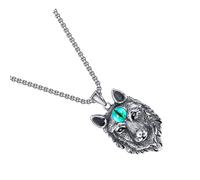SECFOU Collier Pendentif Loup pour Homme en Acier Titane, Style Rétro Punk, Chaîne 55 Cm, Bijou Mode Masculin, Accessoire Présent Homme pour Usage Quotidien et Occasions