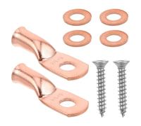 SECFOU Cosses de Bornes en Cuivre Pur pour Câble de Batterie, Connecteurs Annulaires Robustes, Extrémités Cylindriques Compatibles Systèmes Audio Auto, Accessoires Installation