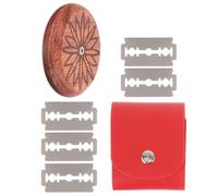 SECFOU Couteau en Bois de Fleur pour Boulangerie, Outil de Scarification pour Pâtisserie, Lame Double Face pour Façonnage, Accessoire Cuisine pour Baguette et Mou, Étui Rouge Inclus,