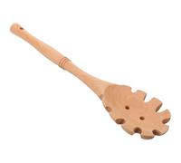 SECFOU Cuillère à Pâtes en Bois Naturel de Hêtre, Passoire Cuisine Perforée Manche Rond, Ustensile Léger pour Servir Spaghetti et Nouilles, Accessoire Pratique Cuisine Maison