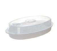 SECFOU Cuiseur Vapeur pour Micro-Ondes Couvercle Limiteur de Perte d'Eau Plat Ovale Robuste pour Cuisson de Brioches Vapeur et Légumes