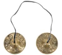 SECFOU Cymbales à Doigts en Laiton, Petites Cymbales Crash Décoratives à Motifs Auguraux, Instrument de Percussion à Main pour Adultes, Accessoire Musical pour Yoga et Contemplation,