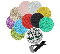 SECFOU Diffuseur de Parfum Voiture Clip de Ventilation en Métal Ajouré, Motif Arbre de Vie, Kit 1 Diffuseur 10 Recharges en Feutre, Désodorisant Auto, Adapté à Toutes Aérations, Parfum