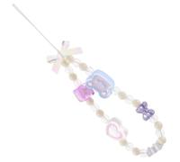 SECFOU Dragonne de Téléphone Portable Rose Pendentif Petit Ours de Cœur, Chaîne de Perles Décorative, Breloque pour Étui, Compatible Accessoires Mobiles pour Randonnée et Usage Quotidien