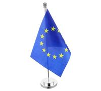 SECFOU Drapeau de Table Europe Union Européenne avec Support Stable pour Bureau Drapeau de Bureau Décoratif et Fêtes
