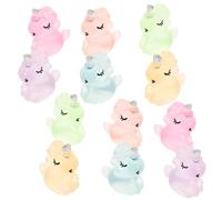 SECFOU Figurines Travail Fin 12pcs Couleur Aléatoire Licorne en Résine Phosphorescente, Mini Ornements Lumineux Cartoon et Design Simple pour Décoration de Voiture