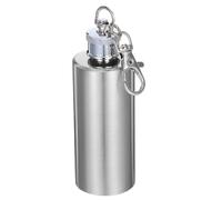 SECFOU Flasque Portable en Acier Inoxydable 60 Ml Porte-clés Cylindrique, Mini Bouteille de Poche pour Whisky et Bière, pour Camping, Randonnée et Activités en Plein Air