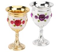 SECFOU Gobelets à Vin et Boissons Chaudes ou Froides en Alliage Lot de 2 Large, Design Floral Délicat, pour Dîners