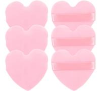 SECFOU Houppettes à Maquillage 6 Pièces de Cœur Rose en Flanelle Douce Portables et Sûres Peau, pour Poudre Visage au Quotidien Voyage