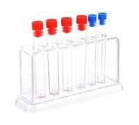 SECFOU Kit de Tubes à Essai en Plastique Support et Bouchons Matériel de Chimie pour École et Maison Support Transparent pour Tubes à Essai Résistant et Sécurisé Couleur Aléatoire