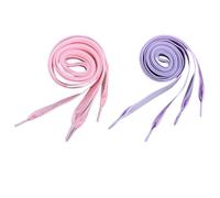 SECFOU Lacets de Chaussures Larges en Velours 1,6 Cm de Large, Plats, Lot de 2 Paires Pourpre et Rose, Adaptés aux Mocassins et Slip-ons Finition Soignée