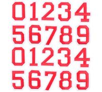 SECFOU Lot 2 Ensembles de 20 Autocollants Numérotés Auto-adhésifs pour Maillots de Football, Chiffres de 0 à 9 en Tissu Rouge, Patchs Thermocollants DIY pour T-shirts, Paquet