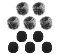 SECFOU Lot de 10 Bonnettes Anti-Vent pour Micro-Cravate Housses en Coton et Poilues Protection Microphone Compacte du Bruit de Vent pour Enregistrement et Prise de Parole