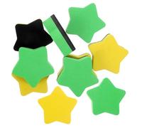 SECFOU Lot de 10 Effaceurs Magnétiques à Sec en EVA Feutrine Petits Effaceurs pour Tableau Blanc et Noir Forme Étoile Couleurs Jaune et Vert Outil Portable Réutilisable pour Bureau