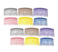 SECFOU Lot de 12 Peignes à Cheveux Latéraux Mat en Plastique 8cm 16 Dents pour Coiffure Élégante Adaptés à Tous Types de Cheveux Couleur Aléatoire