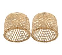 SECFOU Lot de 2 Abat-jour Suspendus en Bambou Rustique pour Plafonnier, Couverture Légère Qui Adoucit la Lumière, pour Salon, la Cuisine ou Couloir
