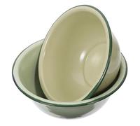 SECFOU Lot de 2 Bols en Émail Vintage Rétro 16 Cm et 18 Cm, Bassins Multifonctions Verts pour Conservation Aliments, Lavage Fruits et Légumes, Bol à Soupe Antidérapant la Cuisine Maison