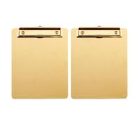 SECFOU Lot de 2 Porte-documents Multifonctions A5 en Acier Inoxydable Doré, Presse-papiers Pratiques et Portables pour Bureau, Rangement de Dossiers et Organisation de Documents