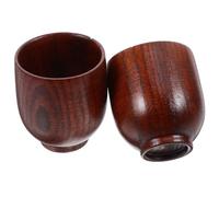 SECFOU Lot de 2 Tasses à Thé en Bois Naturel D’acacia 36 Ml, Gobelets Vintage Multifonctions pour Vin, Eau et Camping, Petit Format 5x4,5 Cm, Réutilisables et Légers, Accessoires