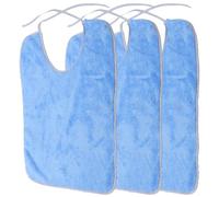 SECFOU Lot de 3 Bavoirs Adultes Imperméables en Polyester Bleu, Petite Taille, Lavables et Réutilisables, Protège-vêtements pour Repas des Personnes Âgées, pour Soin et Hygiène