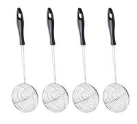 SECFOU Lot de 4 Écumoires Passoires Inox Maille Fine, Petites Cuillères Tamis Créatives Noires Cuisine Fondue, Filtration Huile et Nouilles, Ustensiles Cuisine Pratiques et Polyvalents