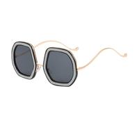 SECFOU Lunettes de Soleil Rétro pour Femmes, Grandes Montures Légères en Plastique et Métal Protection Solaire, pour Séances Photo et Anniversaires