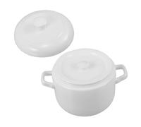 SECFOU Marmite À Soupe En Céramique À Double Poignée Avec Couvercle, Tasse À Vapeur En Porcelaine Blanche, Marmite À Ragoût En Céramique Pour Dîners De Famille Et De Fin
