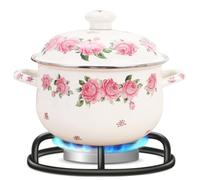 SECFOU Marmite à Soupe en Émail 2,3l Couvercle et Poignées Pratiques, Fond Plat, Cuisson sur Grill et Facile à Nettoyer