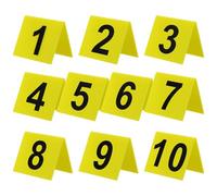 SECFOU Marqueurs de Scène de Crime Réutilisables Lot de 10 en Acrylique Panneaux de Table pour Événements Professionnels et Fêtes Cartes Doubles Face Jaunes et Noires