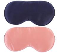 SECFOU Masque de Sommeil Confortable et Occultant pour Adultes en Soie Ajustable 2 Pièces pour Voyages en Bus et Nuits Paisibles