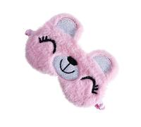 SECFOU Masque De Sommeil Garçon Fille Peluche Ours Masque Occultant Et Bandeau De Maquillage Rose Doux Et Confortable Pour Sommeil Réparateur
