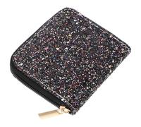 SECFOU Mini Portefeuille Court à Sequins Argenté pour Femme, Pochette Zippée pour Pièces de Monnaie et Cartes, Paquet à Main Compact pour Shopping et Voyage, Paquet de Rangement Pratique